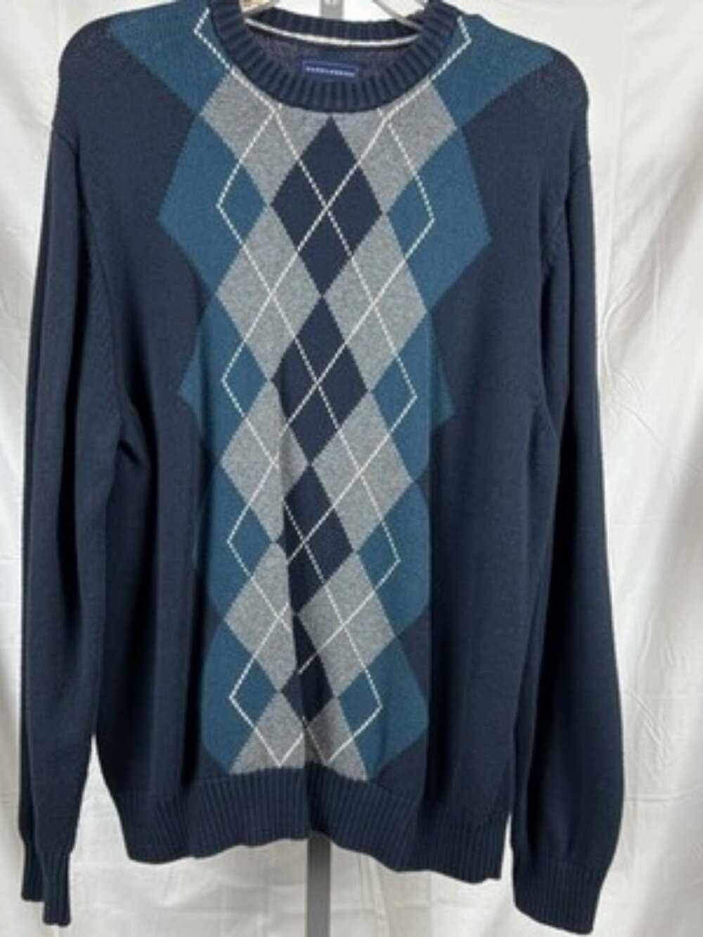 saddlebred navy Gray White sweater Vintage Men’s Size Large Classic Stylish